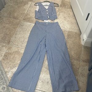 Striped Blue and White Women's Pants(sold as separates)